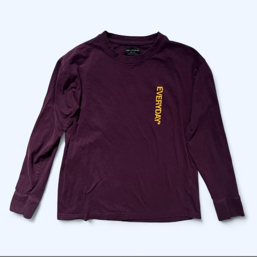 Cotton On x T-Bar Everyday* Long Sleeve Graphic Shirt in Purple/Yellow Size XS